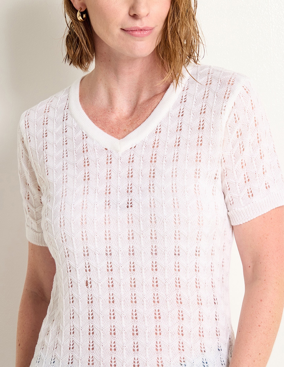 Playera manga corta cuello v para mujer 4