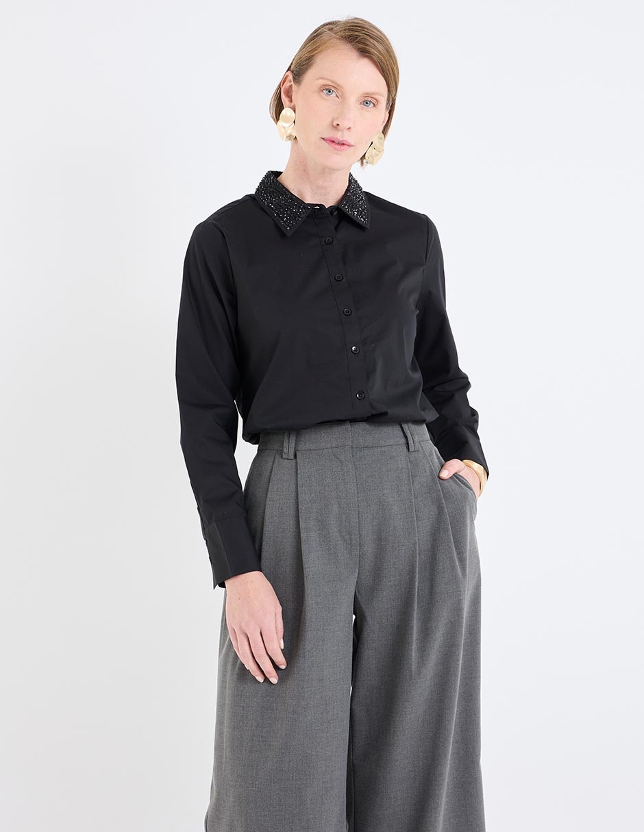Blusa camisera manga larga para mujer 1