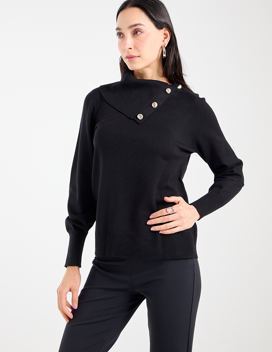 Suéter cuello con botón para mujer 5
