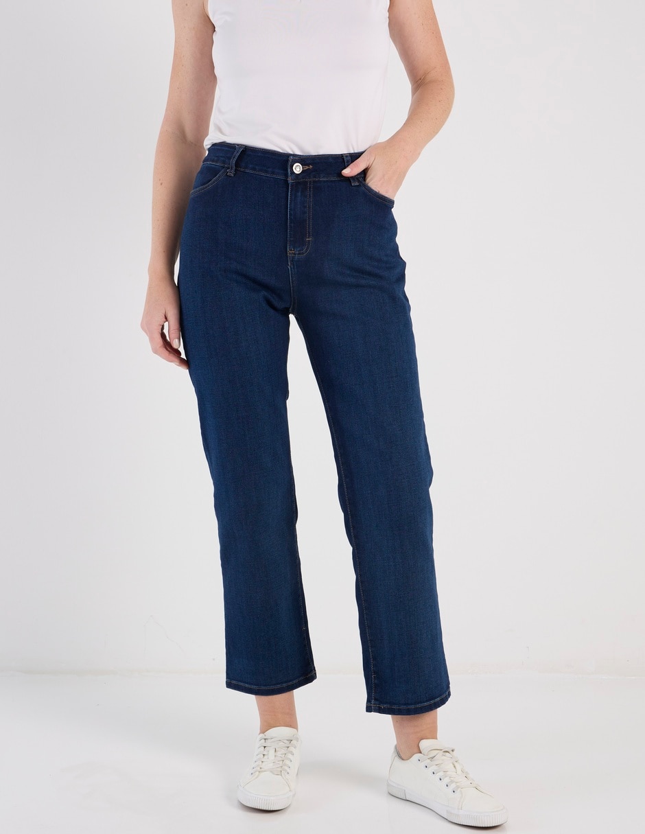 Jeans straight corte cintura para mujer 1