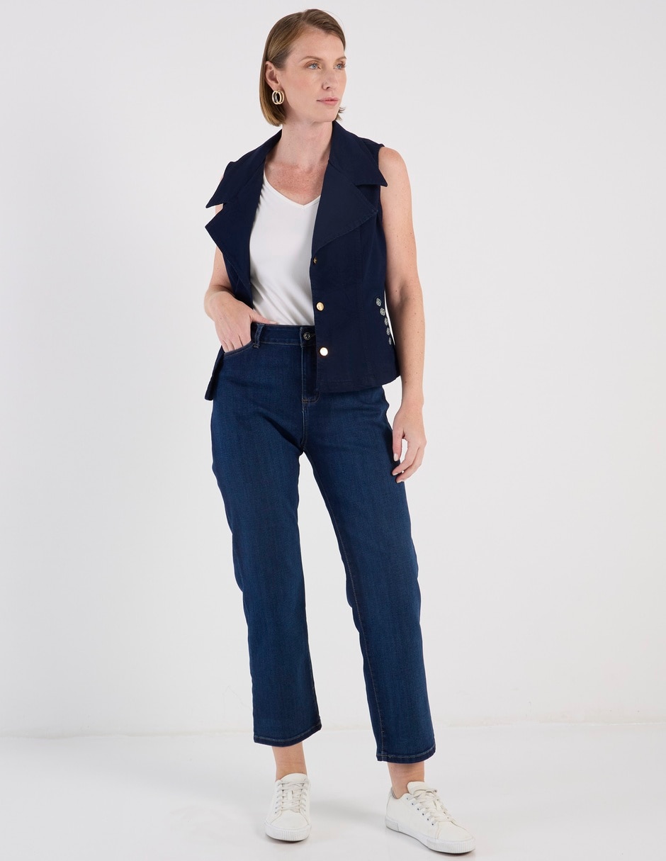 Jeans straight corte cintura para mujer 7