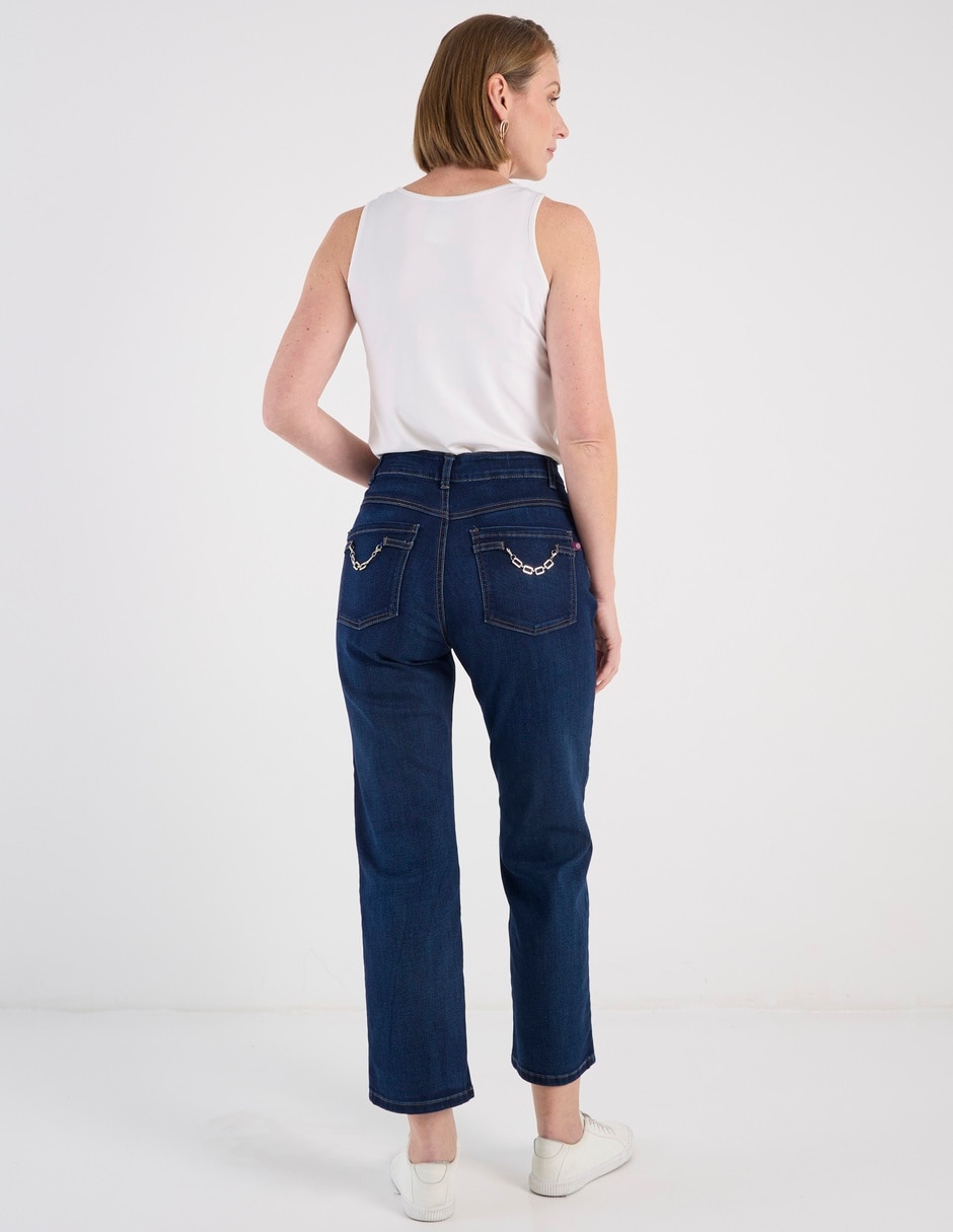 Jeans straight corte cintura para mujer 11