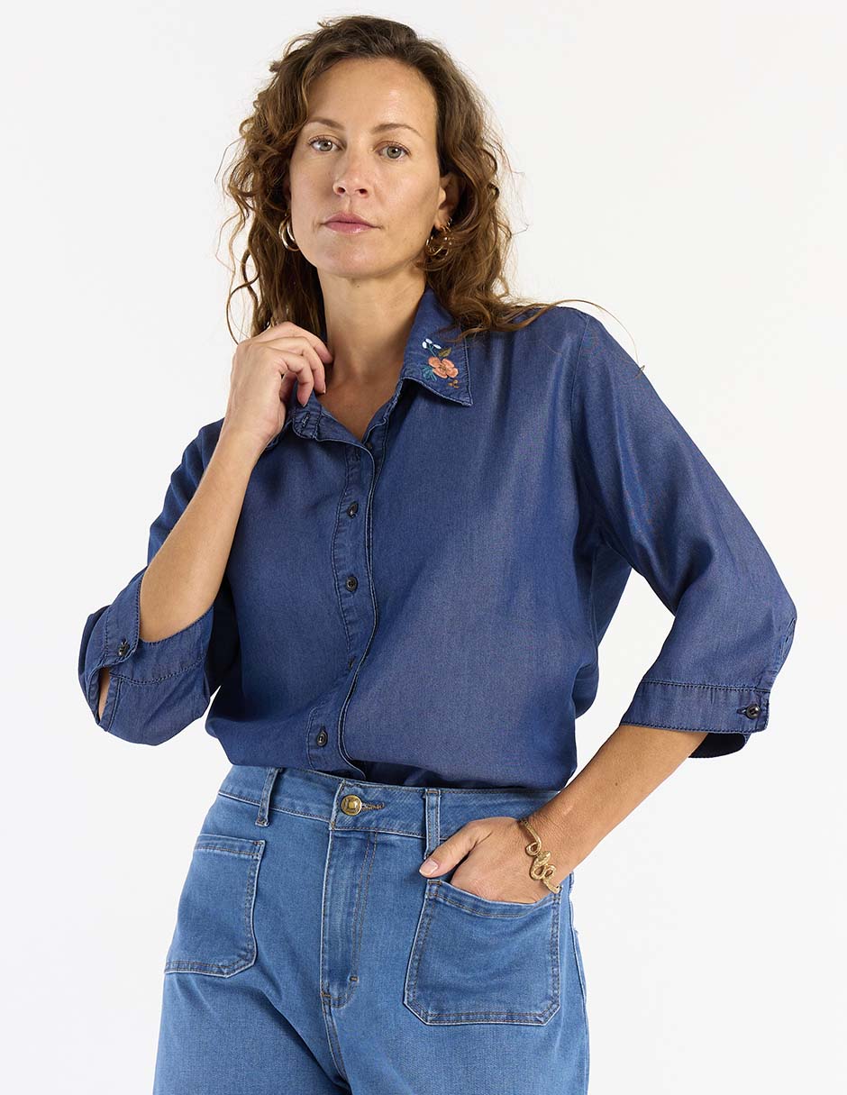 Blusa camisera manga 3/4 para mujer 1