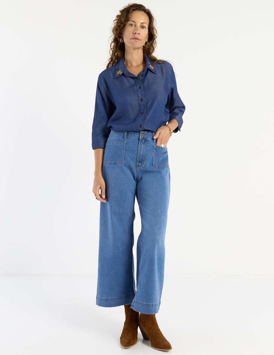 Blusa camisera manga 3/4 para mujer 7