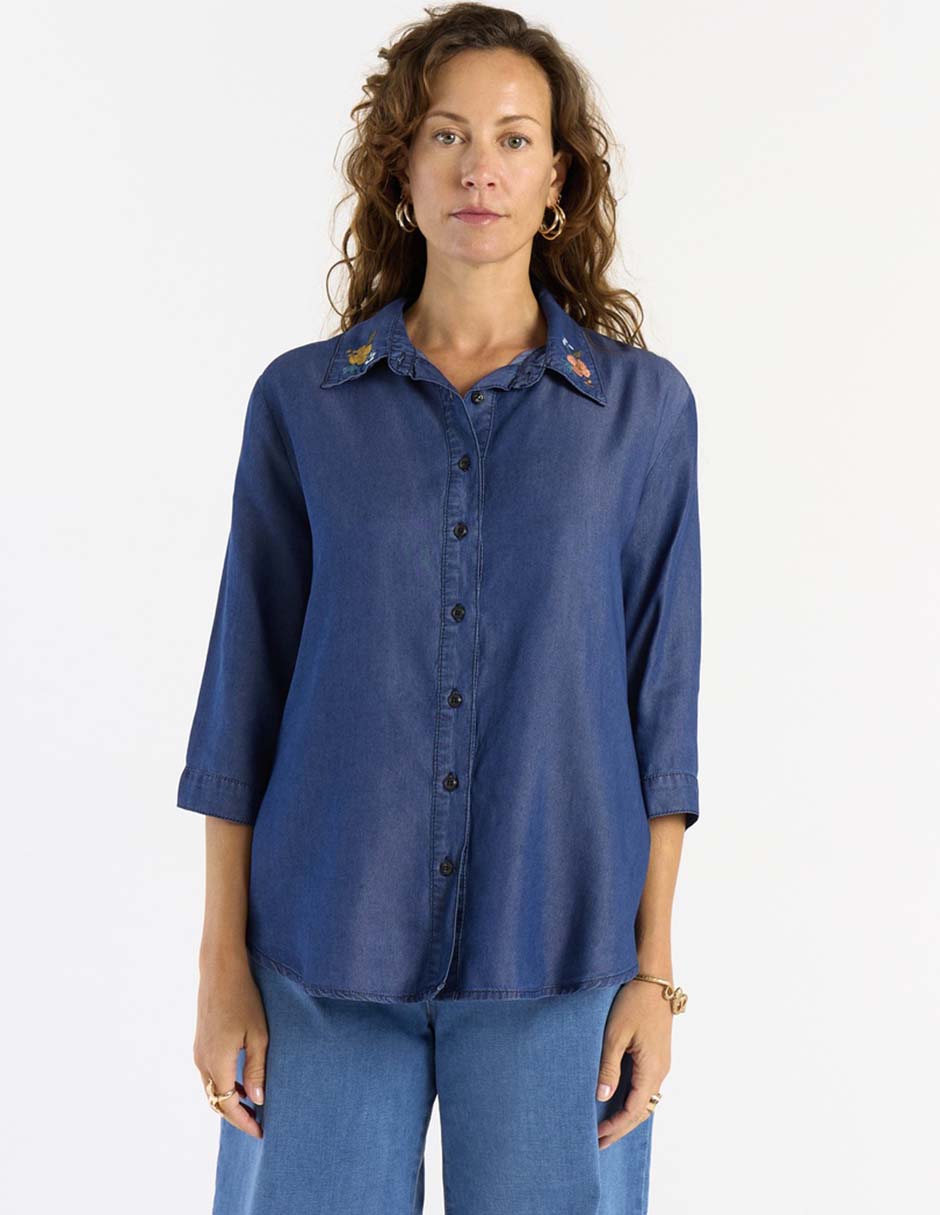 Blusa camisera manga 3/4 para mujer 8