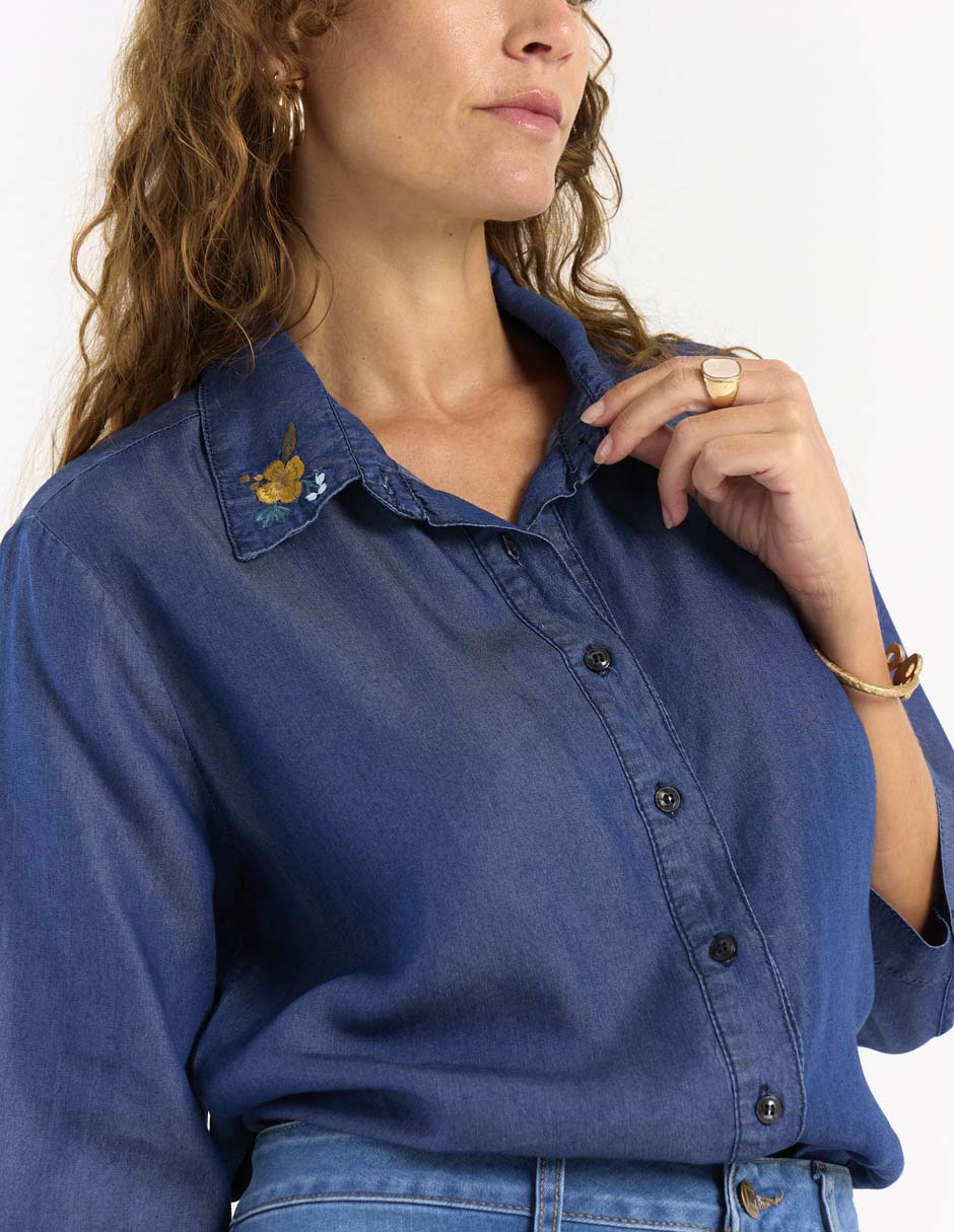 Blusa camisera manga 3/4 para mujer 9