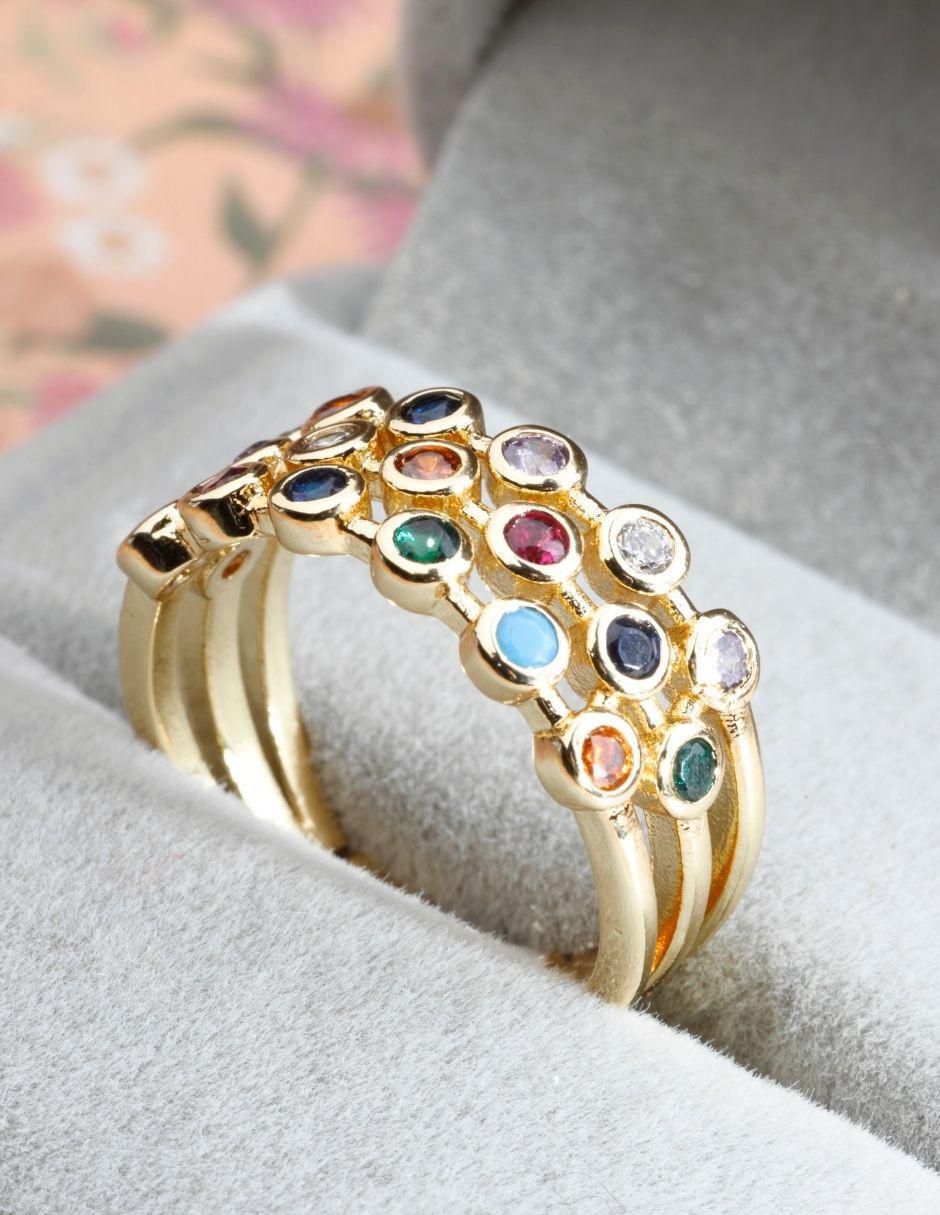 Anillo Lumora 18 k zirconia baño de oro 4