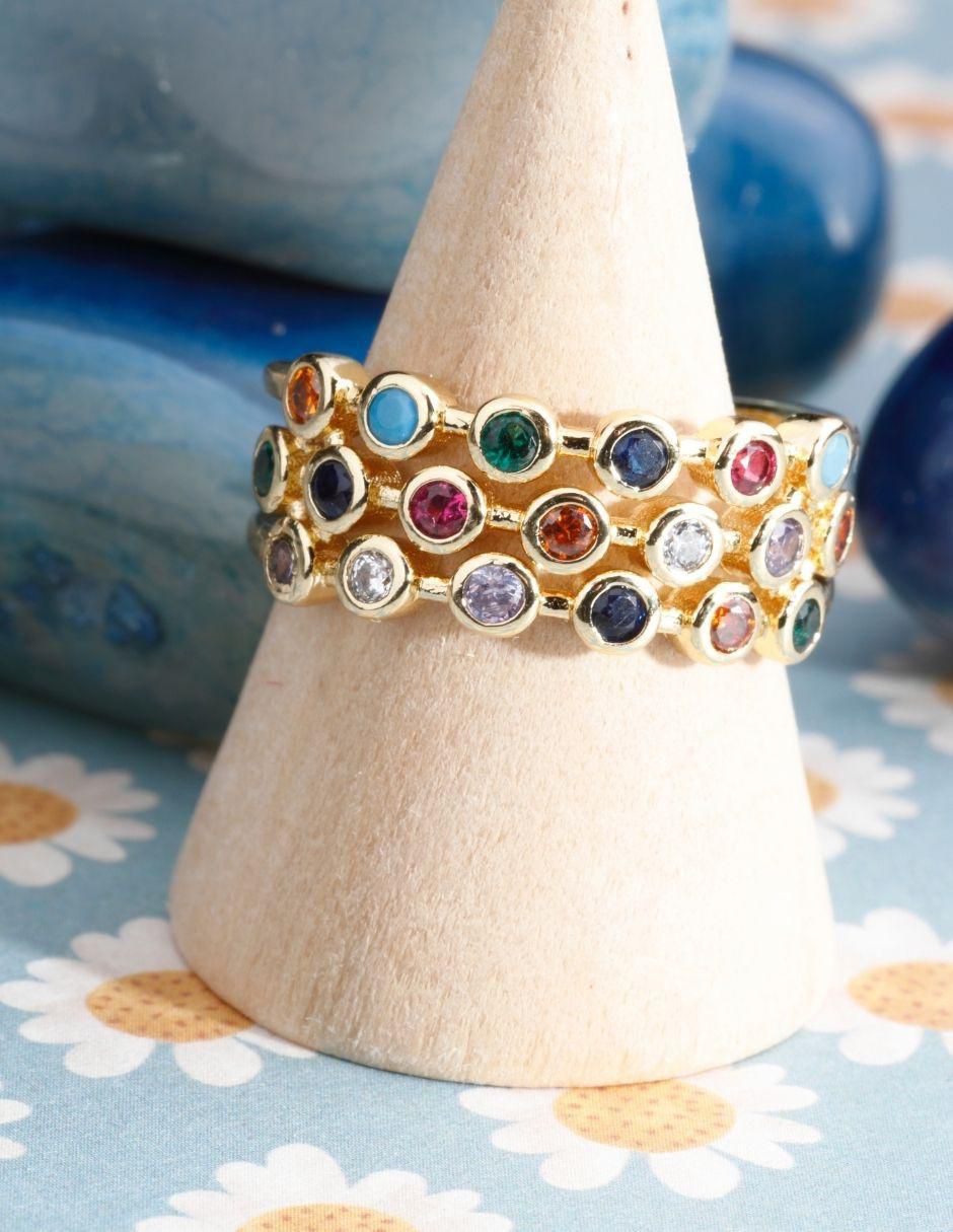 Anillo Lumora 18 k zirconia baño de oro 3