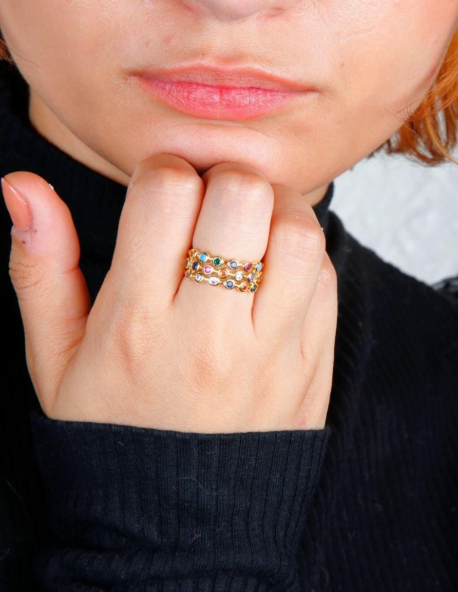 Anillo Lumora 18 k zirconia baño de oro 2