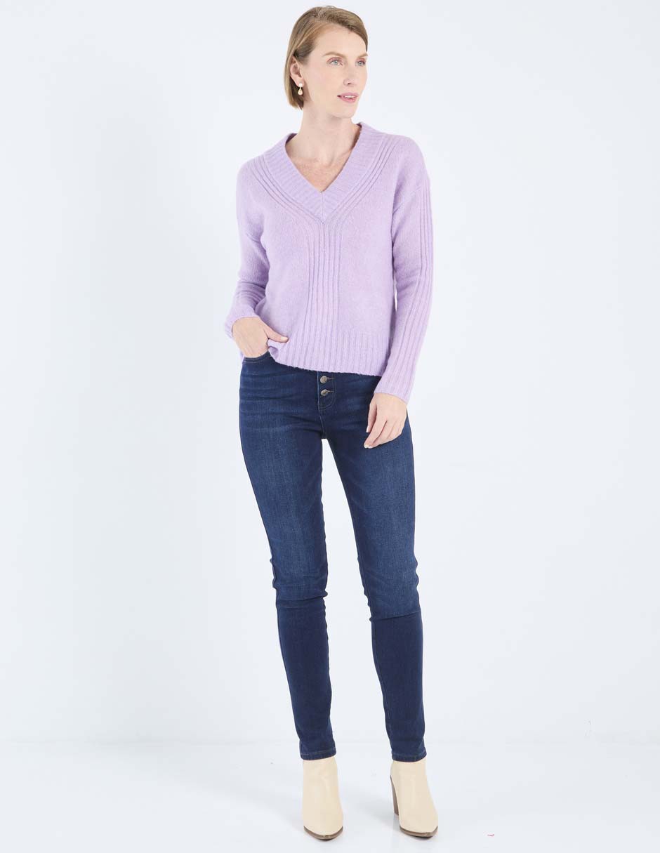 Suéter cuello v para mujer 6