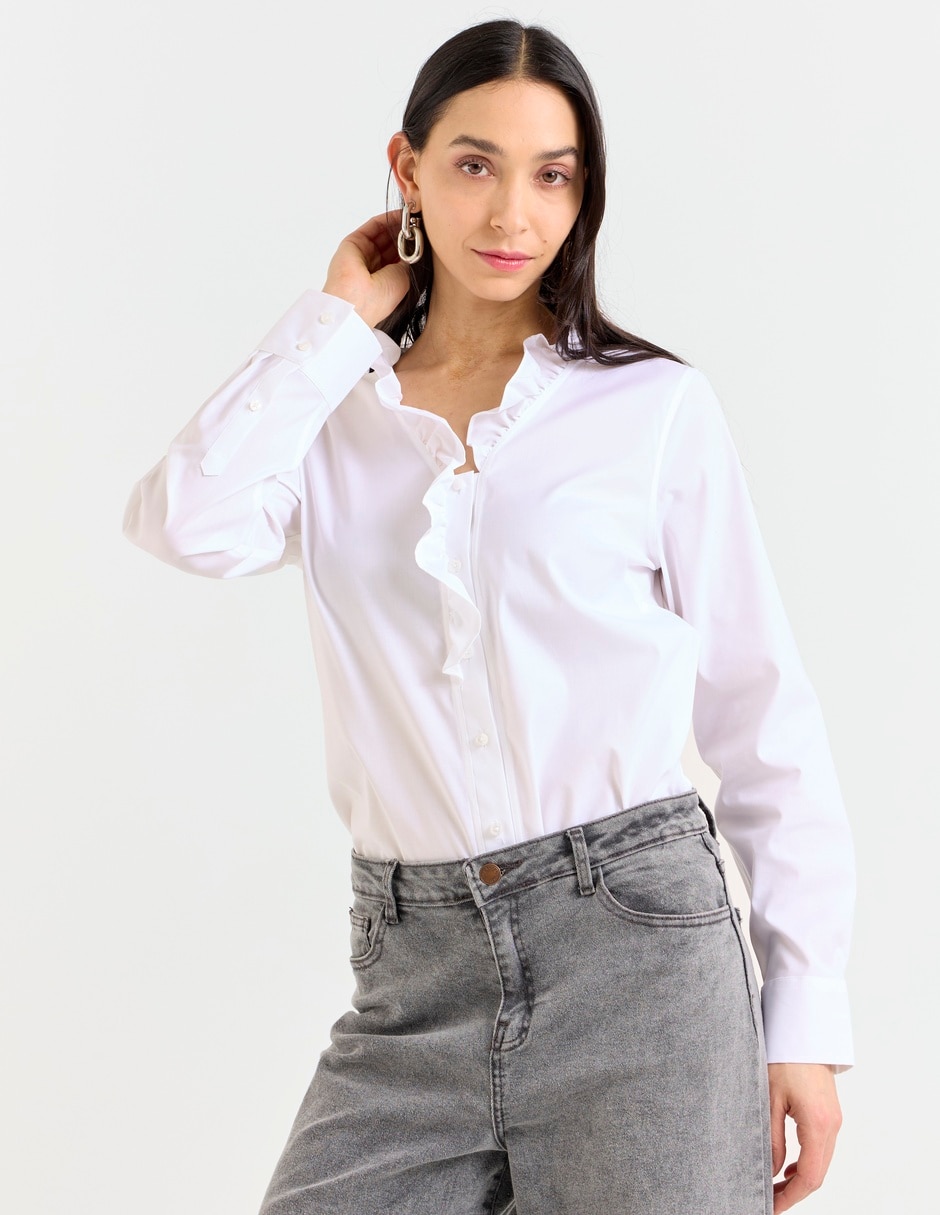 Blusa camisera manga larga para mujer 1