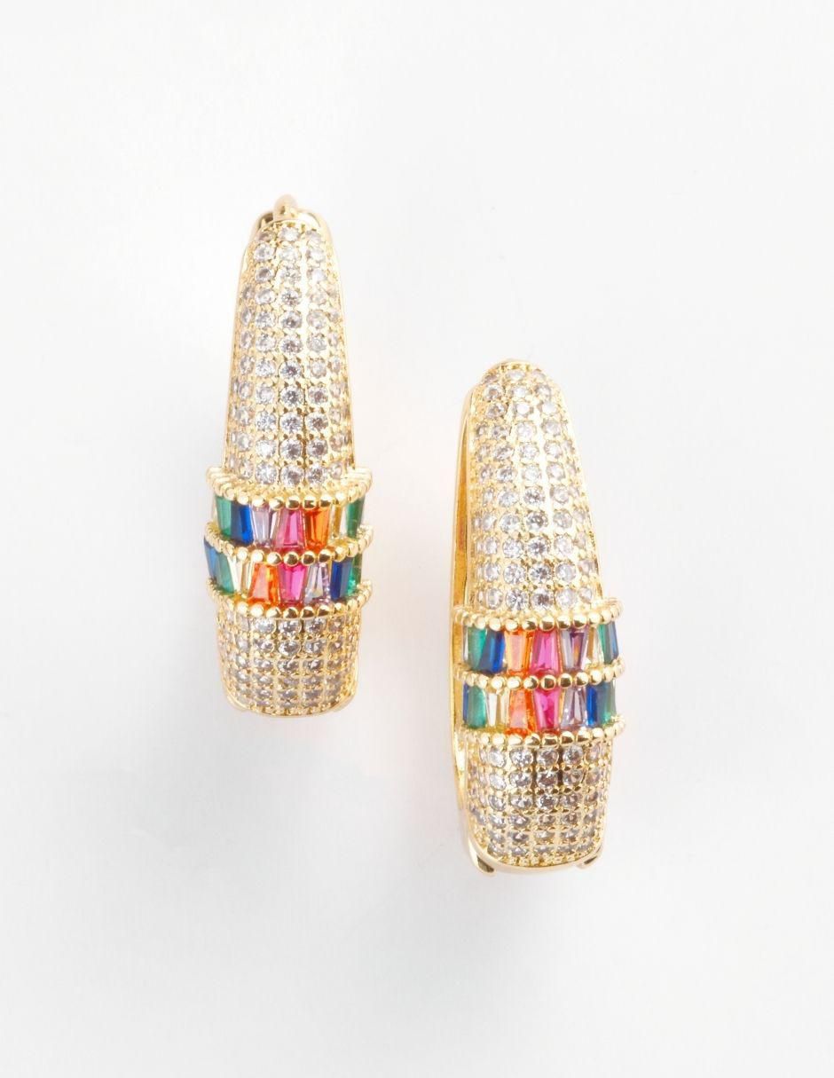 Aretes ovalados con acabado baño de oro 18 K