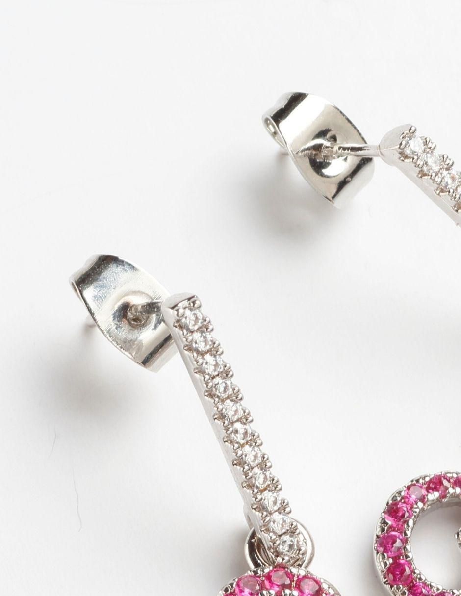 Aretes de flor con acabado baño de rodio 3
