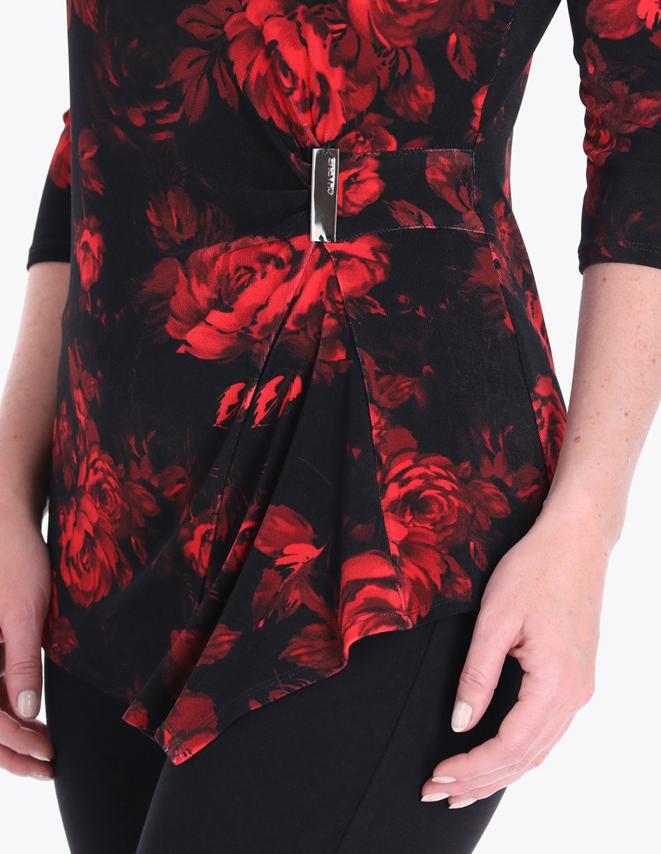Blusa túnica Charme manga 3/4 para mujer