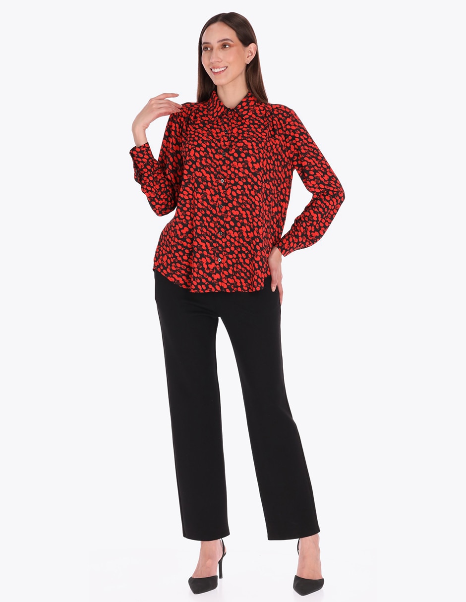 Blusa camisera Charme manga larga para mujer