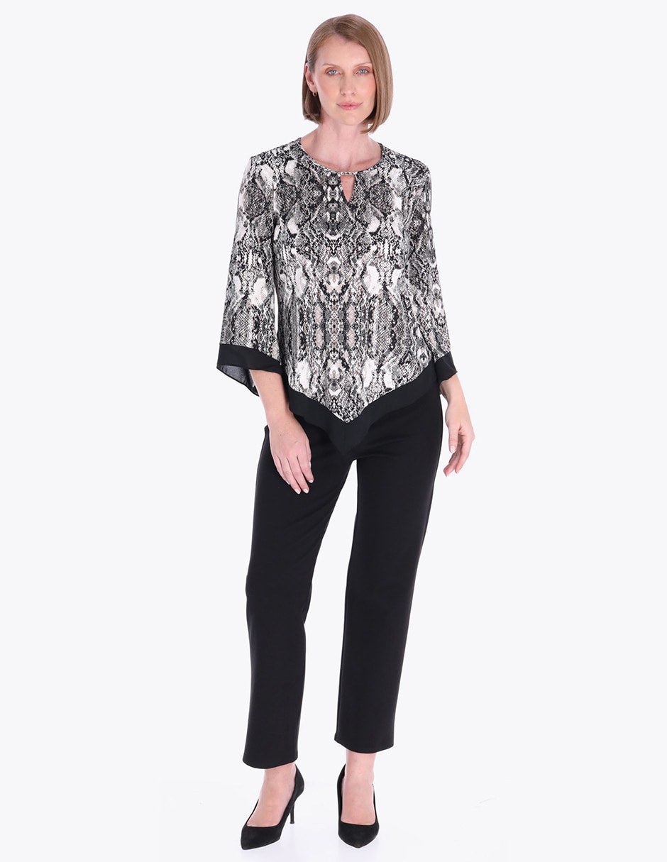 Blusa túnica manga 3/4 para mujer