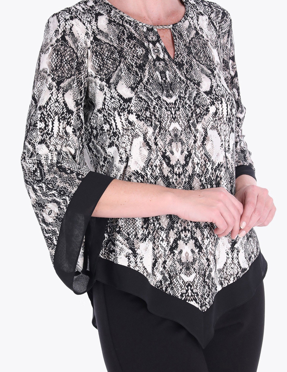 Blusa túnica manga 3/4 para mujer