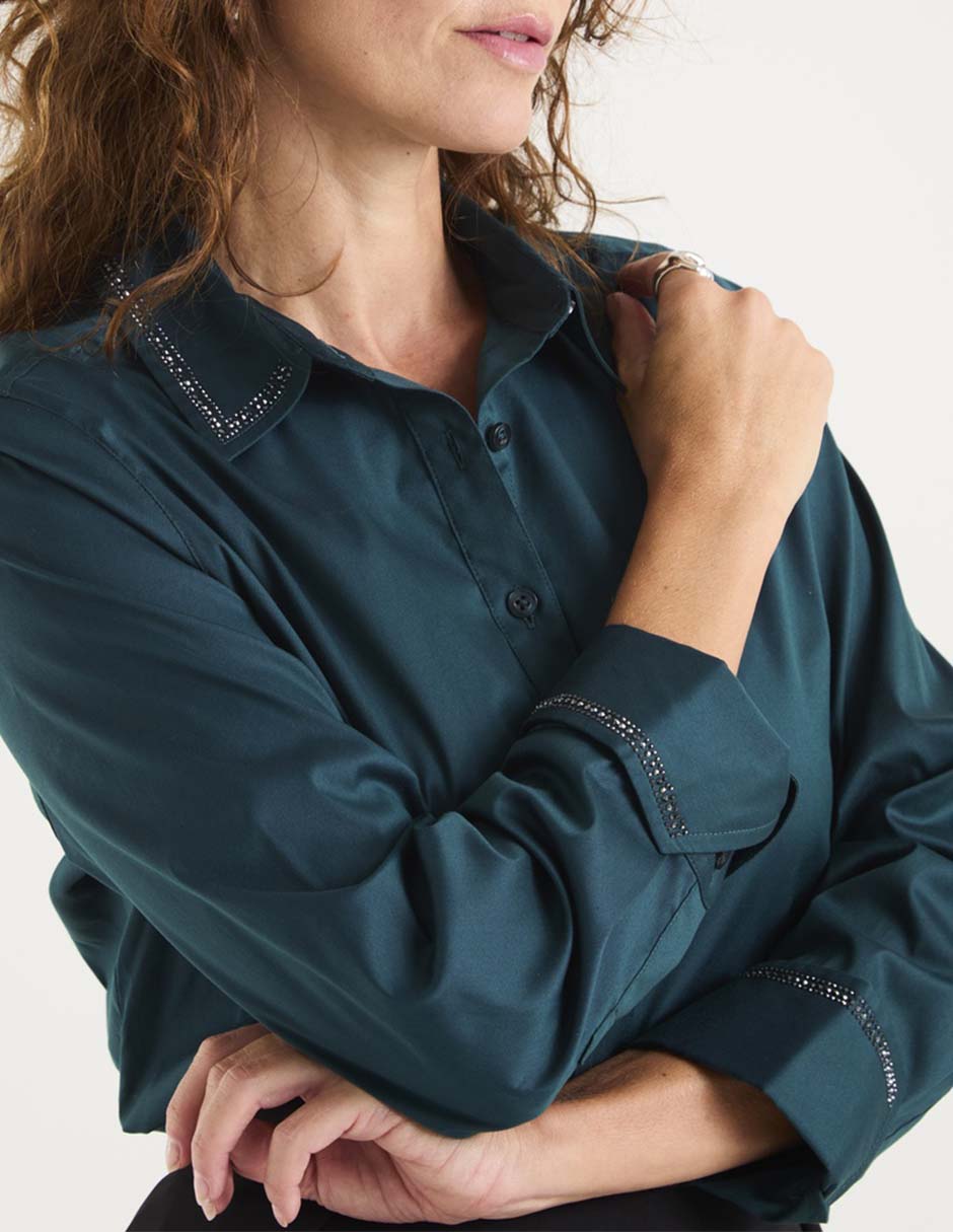 Blusa camisera manga larga para mujer 8