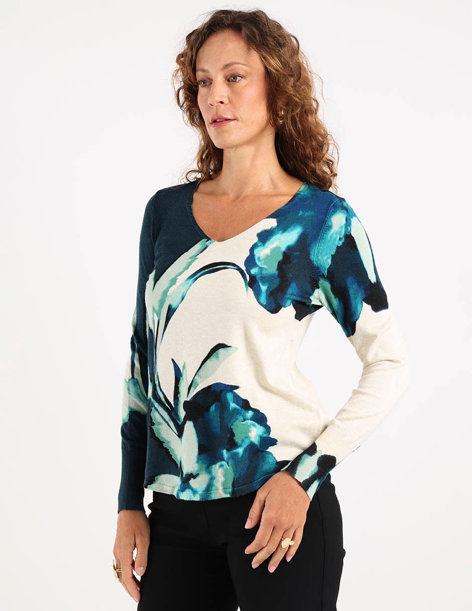 Suéter cuello V para mujer 1