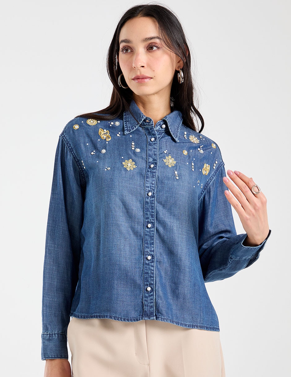 Blusa camisera manga larga para mujer 1