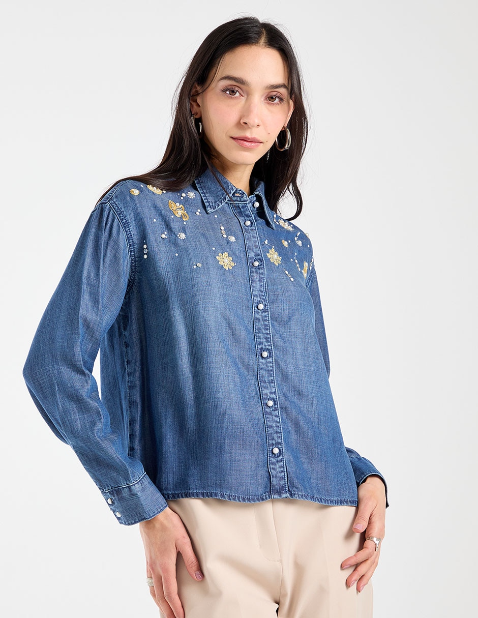 Blusa camisera manga larga para mujer 7