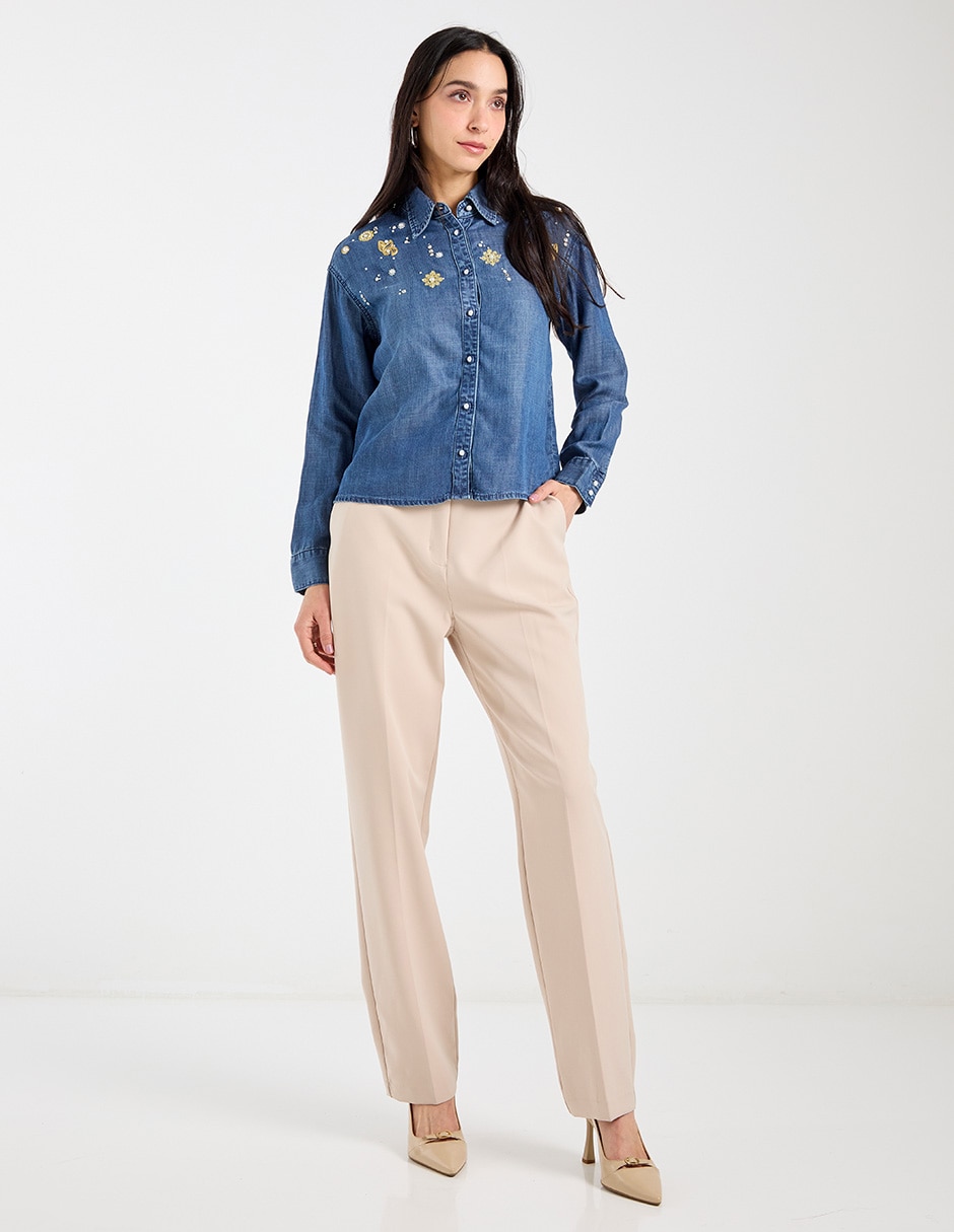 Blusa camisera manga larga para mujer 8