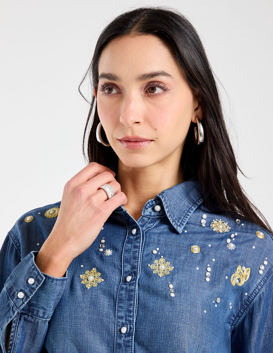 Blusa camisera manga larga para mujer 9