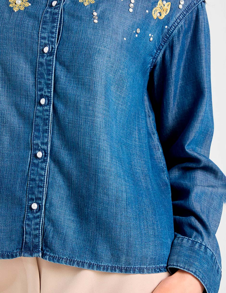 Blusa camisera manga larga para mujer 10