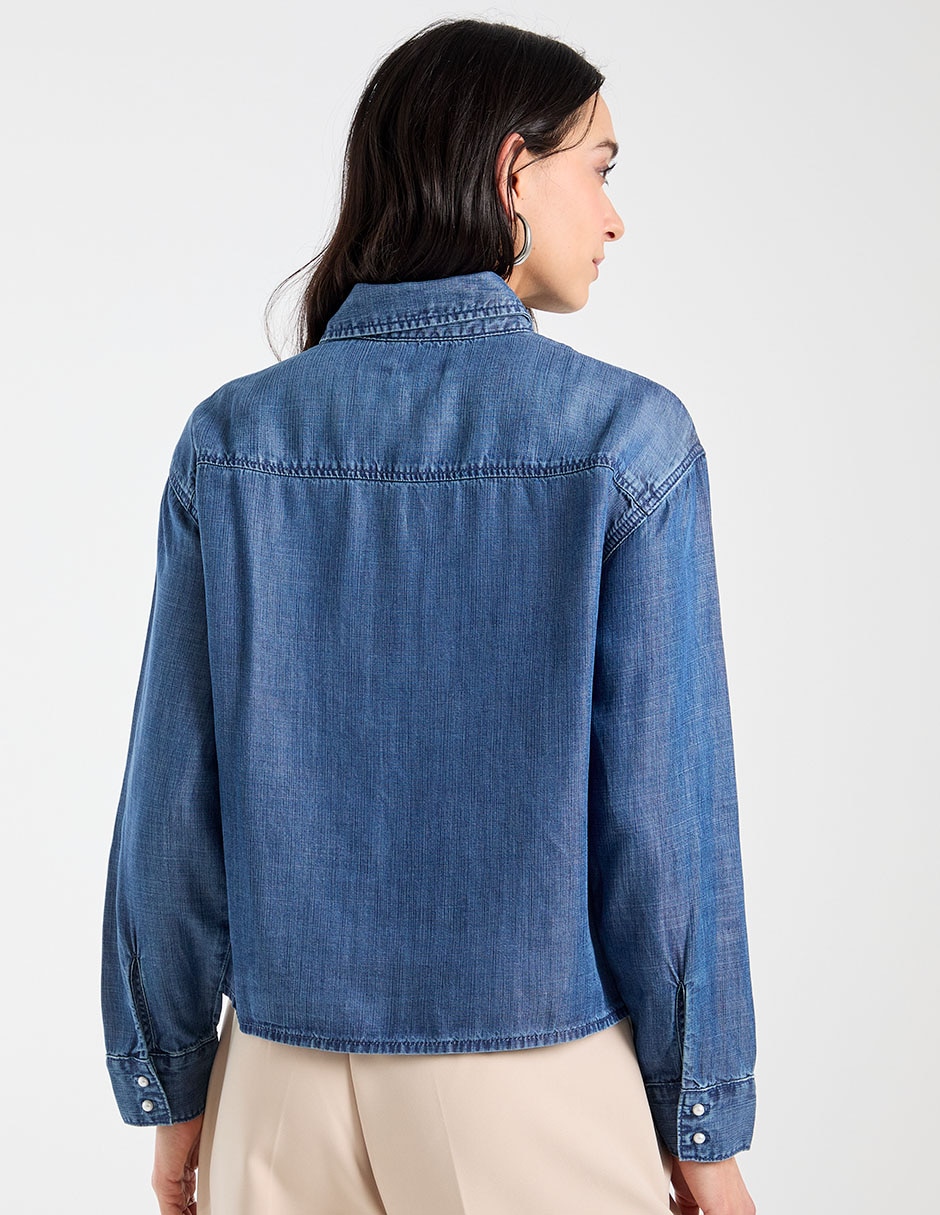 Blusa camisera manga larga para mujer 11