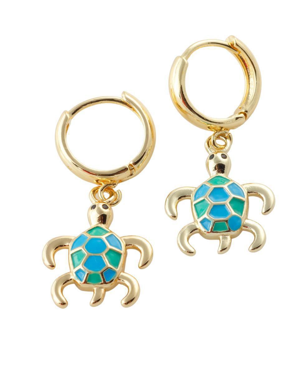 Aretes de aro con acabado baño de oro 18 K