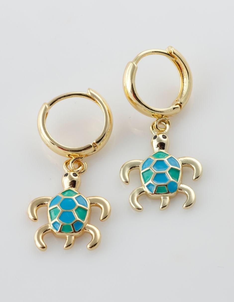 Aretes de aro con acabado baño de oro 18 K 2