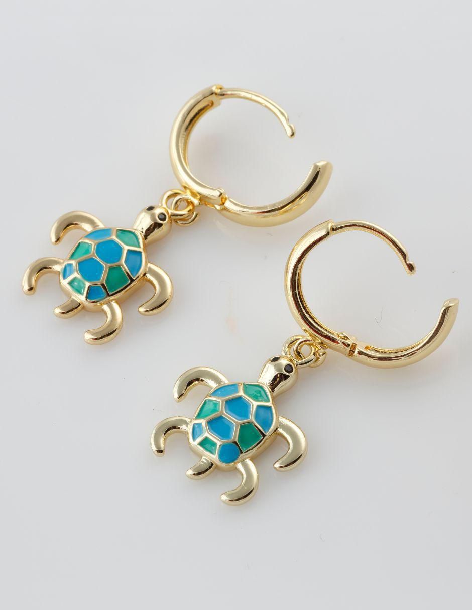 Aretes de aro con acabado baño de oro 18 K 3