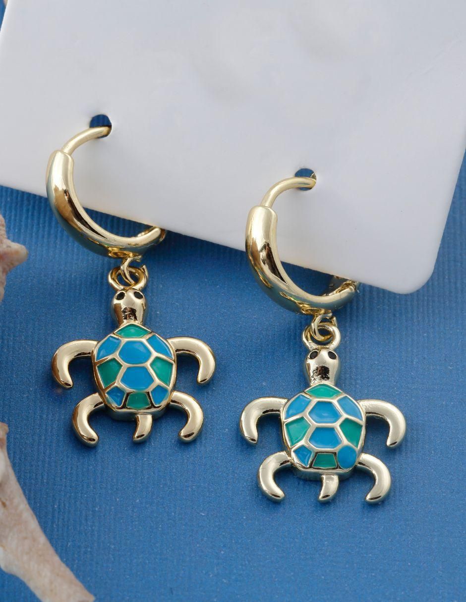 Aretes de aro con acabado baño de oro 18 K 4