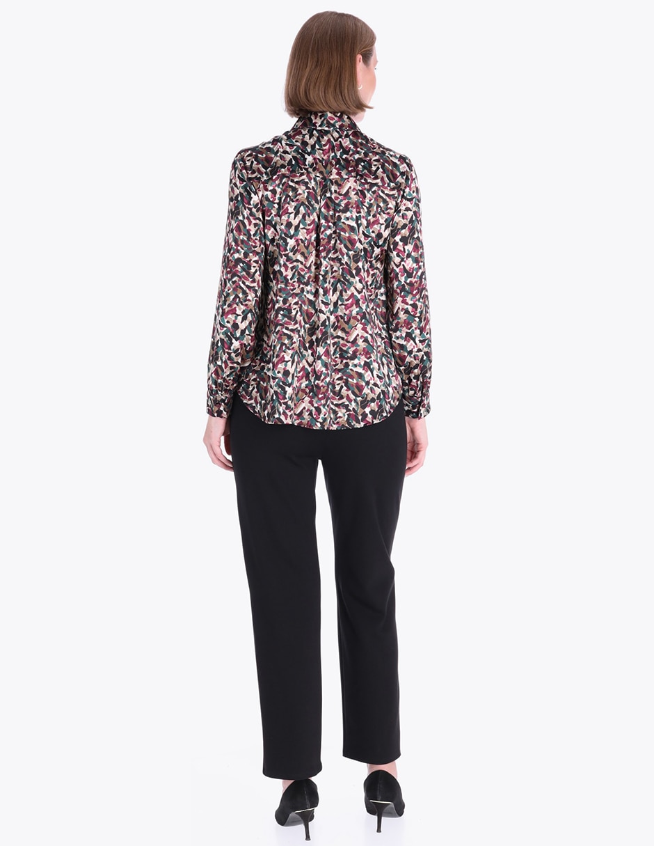 Blusa camisera Charme manga larga para mujer