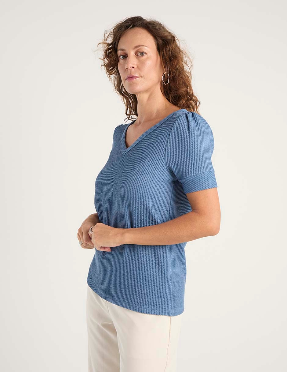 Playera manga corta cuello V para mujer 7