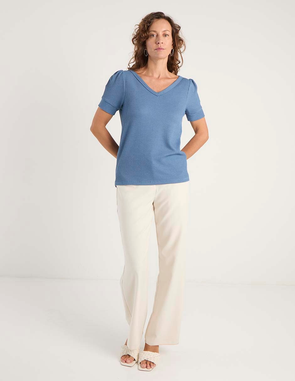 Playera manga corta cuello V para mujer 8