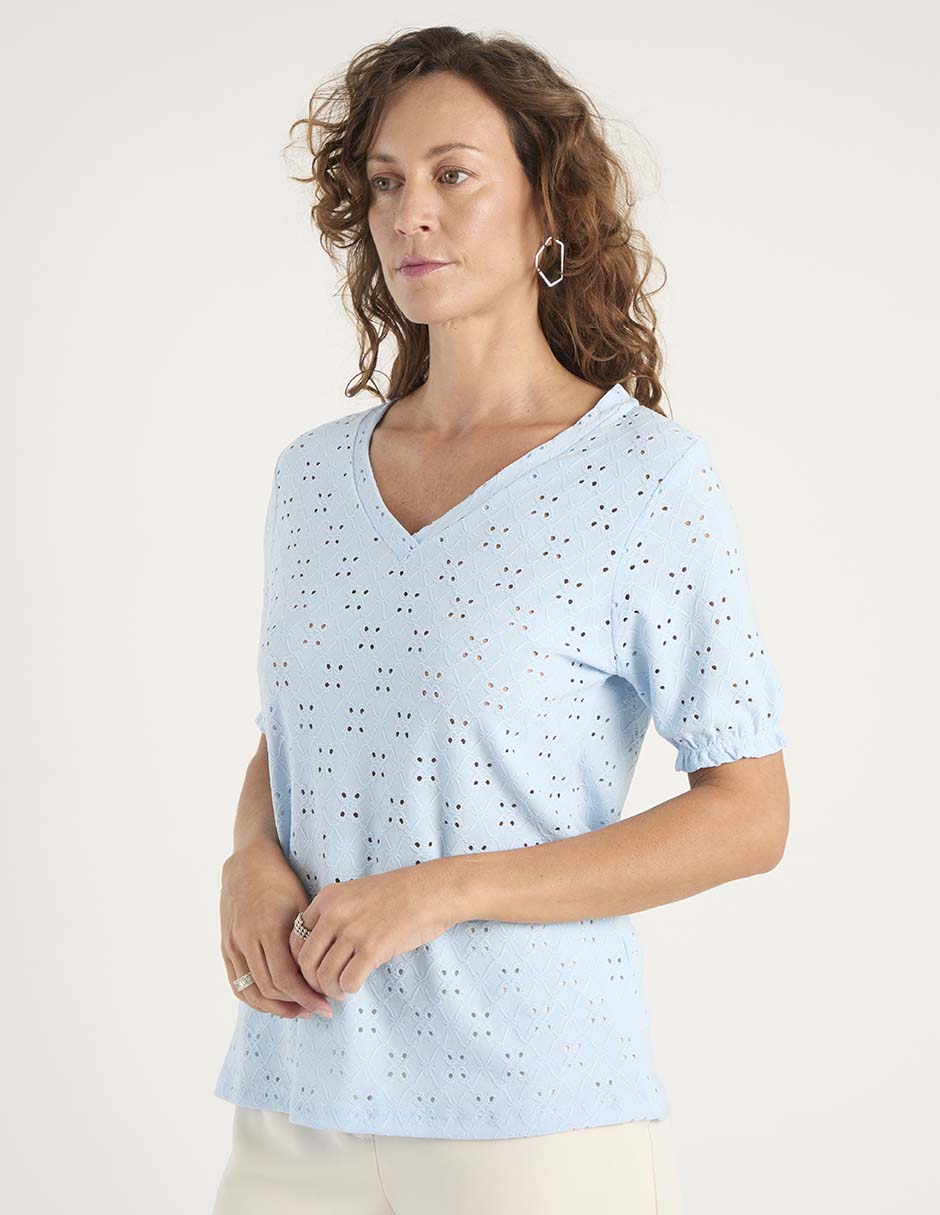 Playera Manga corta cuello V para mujer 1
