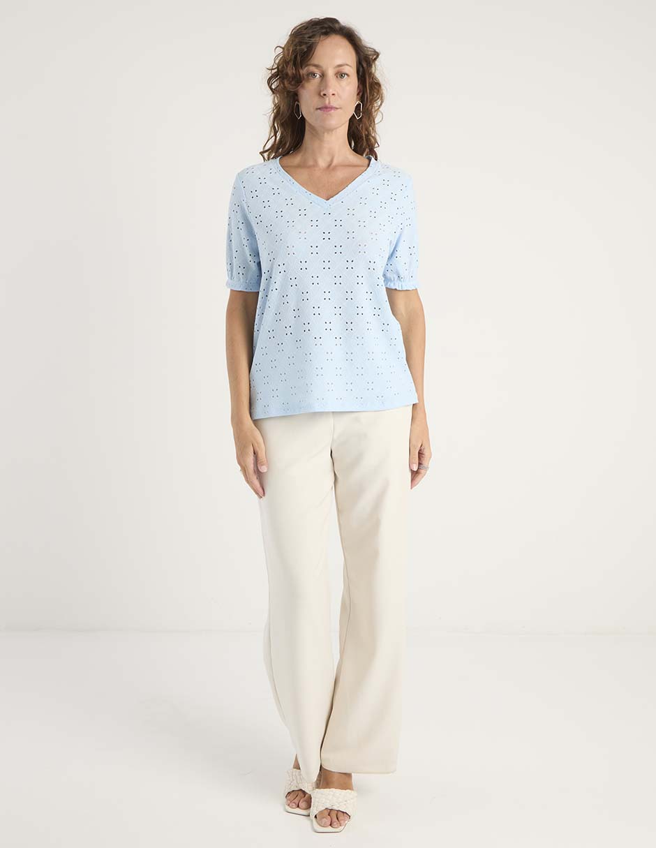 Playera Manga corta cuello V para mujer 7