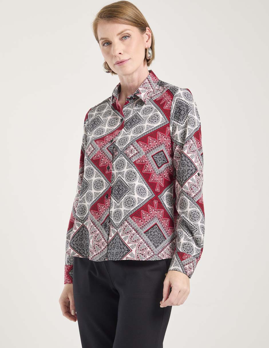 Blusa camisera manga larga para mujer 1