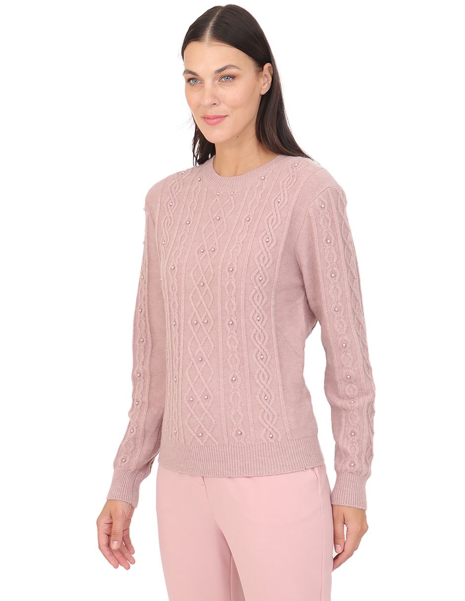 Suéter duplan cuello redondo para mujer
