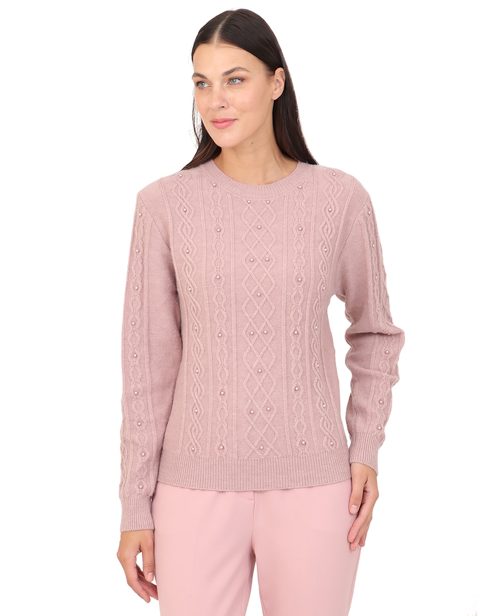 Suéter duplan cuello redondo para mujer