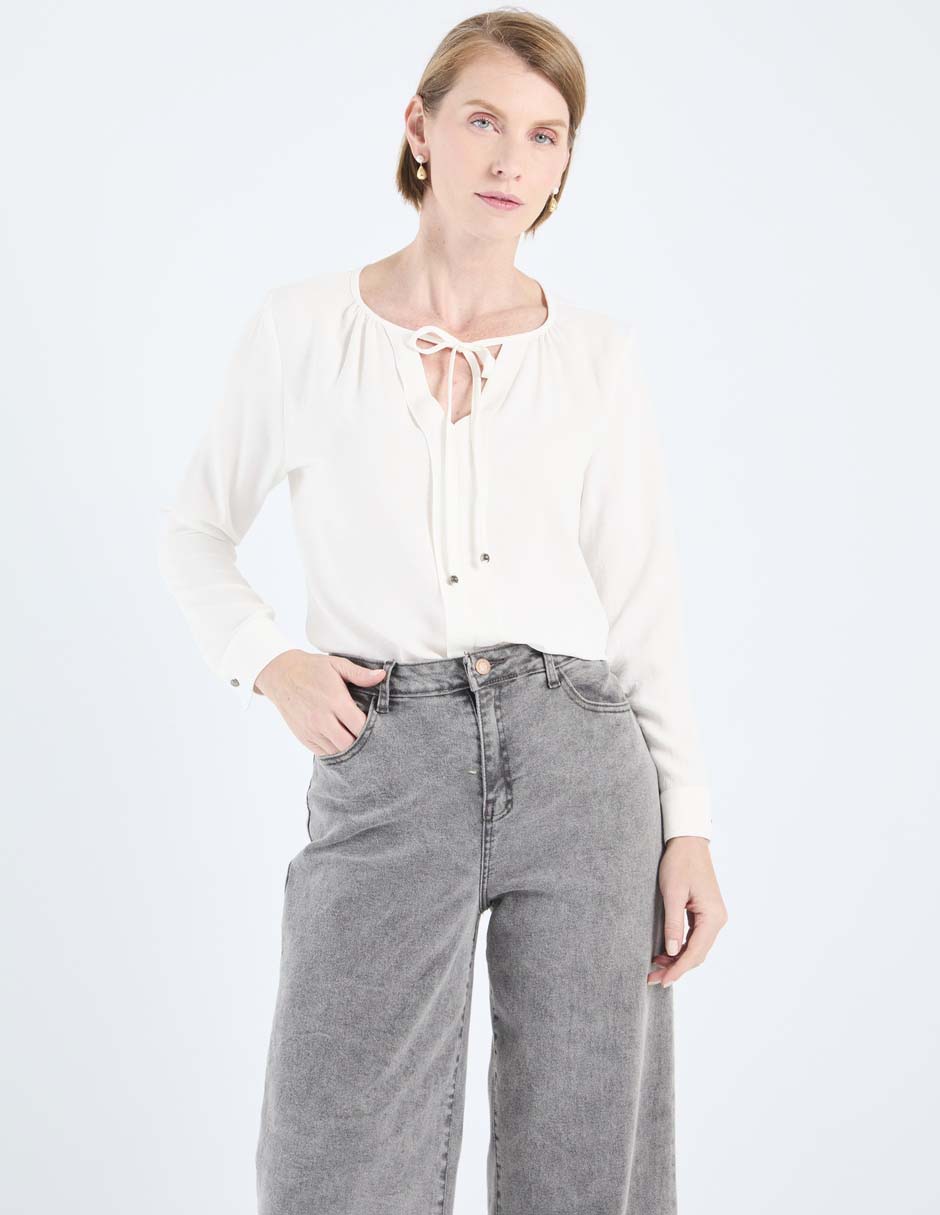 Blusa túnica manga larga para mujer