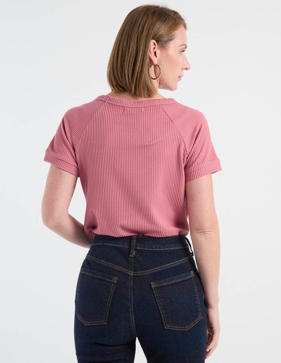 Playera manga corta cuello v para mujer 2