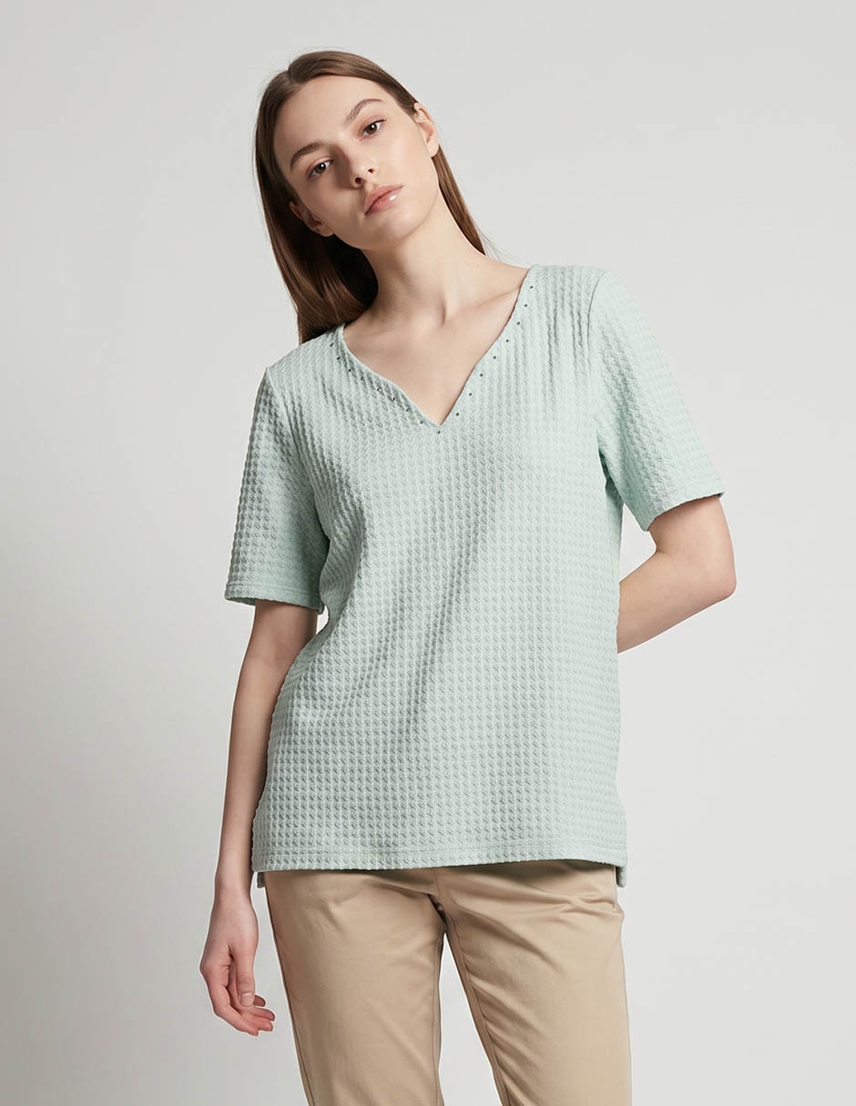 Playera manga corta cuello redondo para mujer