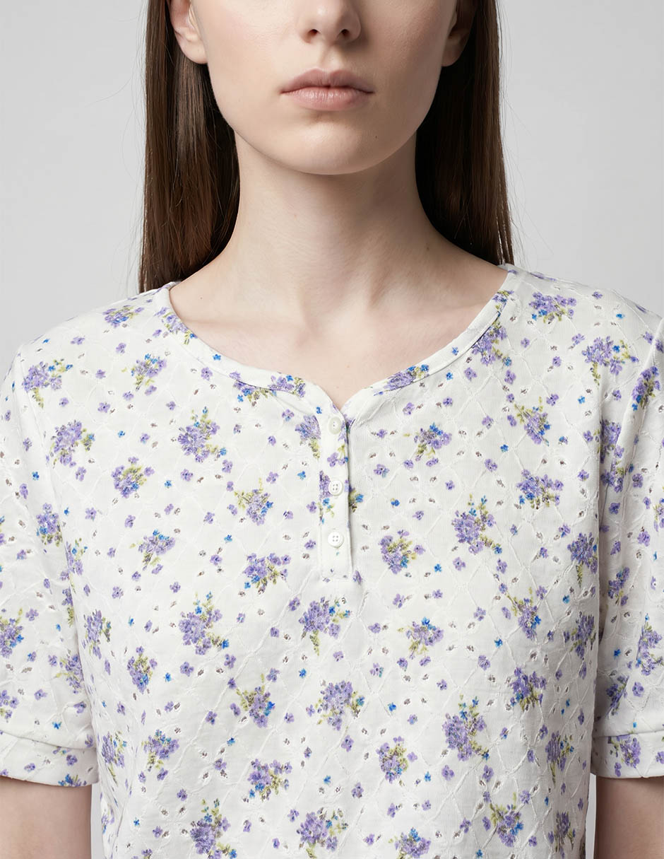 Playera manga corta morango primavera - verano cuello redondo para mujer