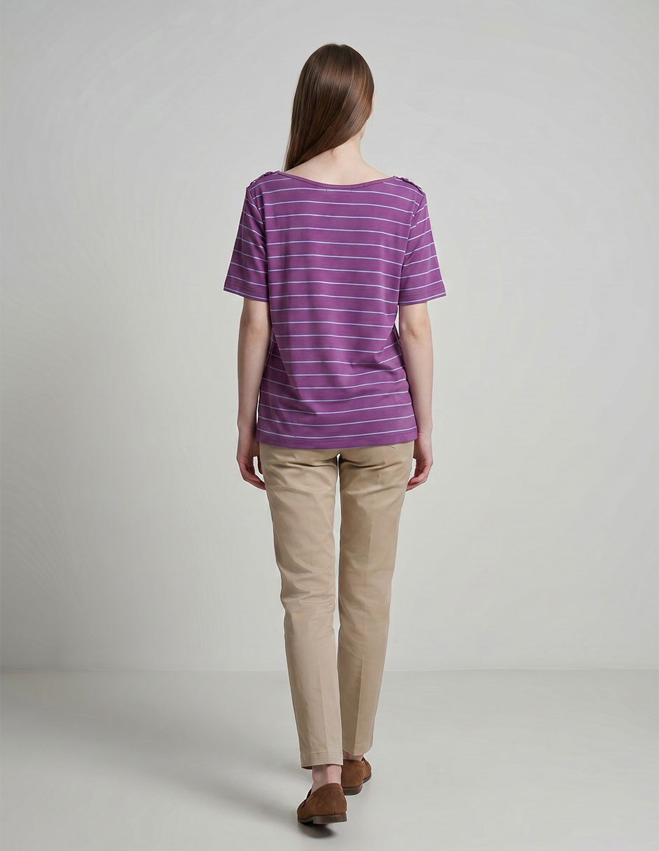 Playera manga corta cuello ojal para mujer 2
