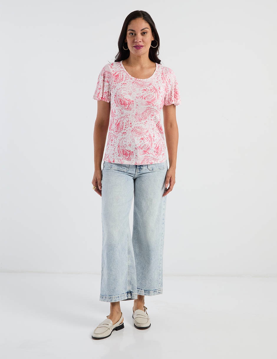 Blusa morango manga al codo para mujer