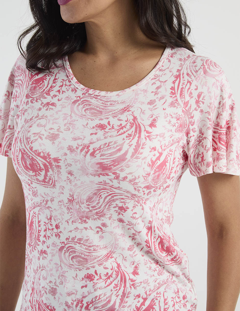 Blusa morango manga al codo para mujer