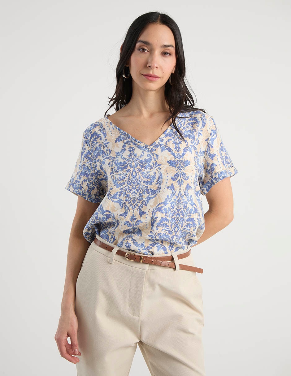 Blusa manga corta para mujer