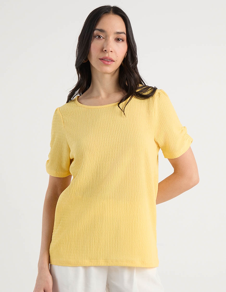 Playera manga corta cuello redondo para mujer
